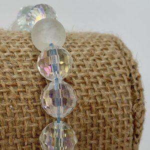 NWT Styled by Christa handmade clear faceted crystal stretch bracelet